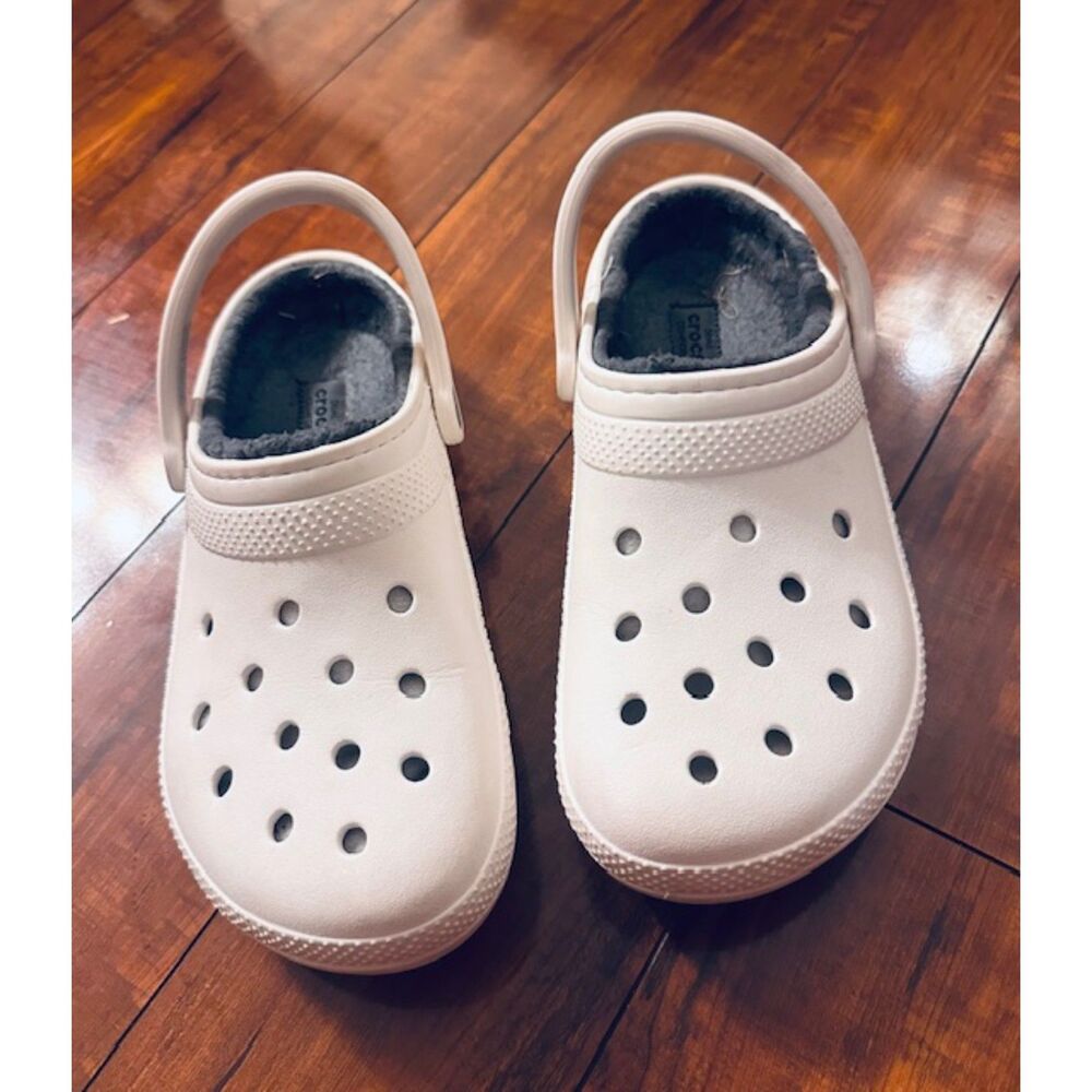 CROCS Classic Dual Comfort Unisex Gray Fleece Lined Slip on Clogs M8-W10